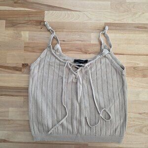 Forever 21 - Knitted spaghetti strap tank top - size M - in Tan